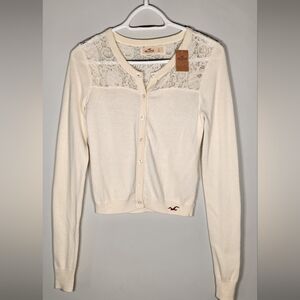 NWT- Hollister Women's Ivory Lace Cardigan/ Size: Small